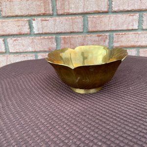 Vintage Brass Bowl Scalloped Edges